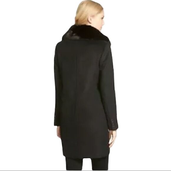 DKNY Black Winter Coat With Fur Collar - Picture 6 of 12